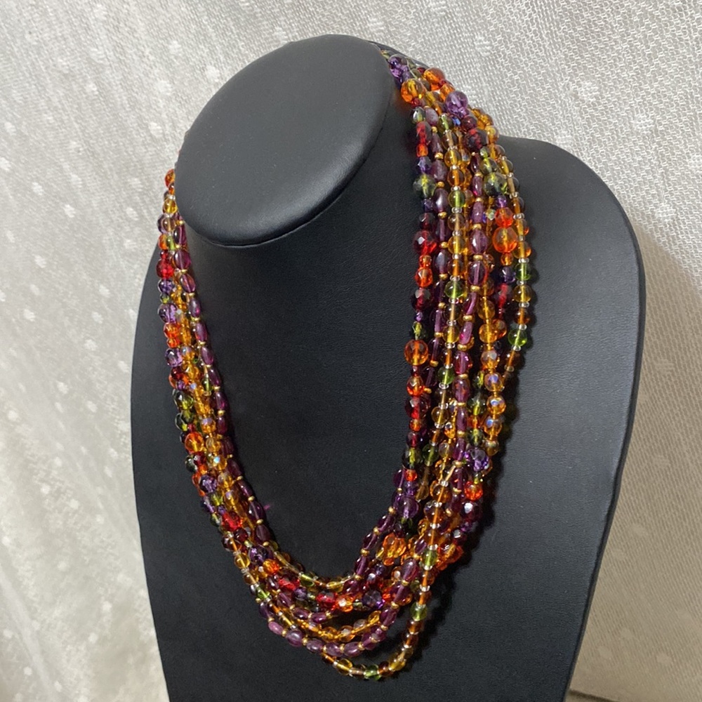 Vintage Joan Rivers Czech Glass Bead Multi-Stand Necklace - Picture 5 of 14